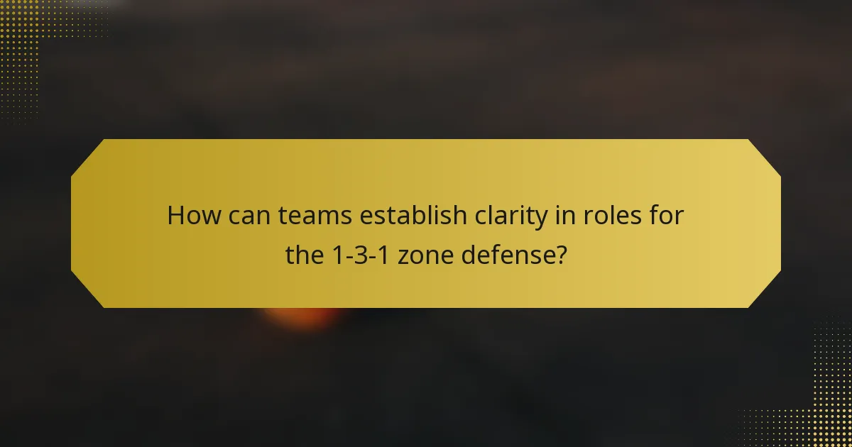How can teams establish clarity in roles for the 1-3-1 zone defense?