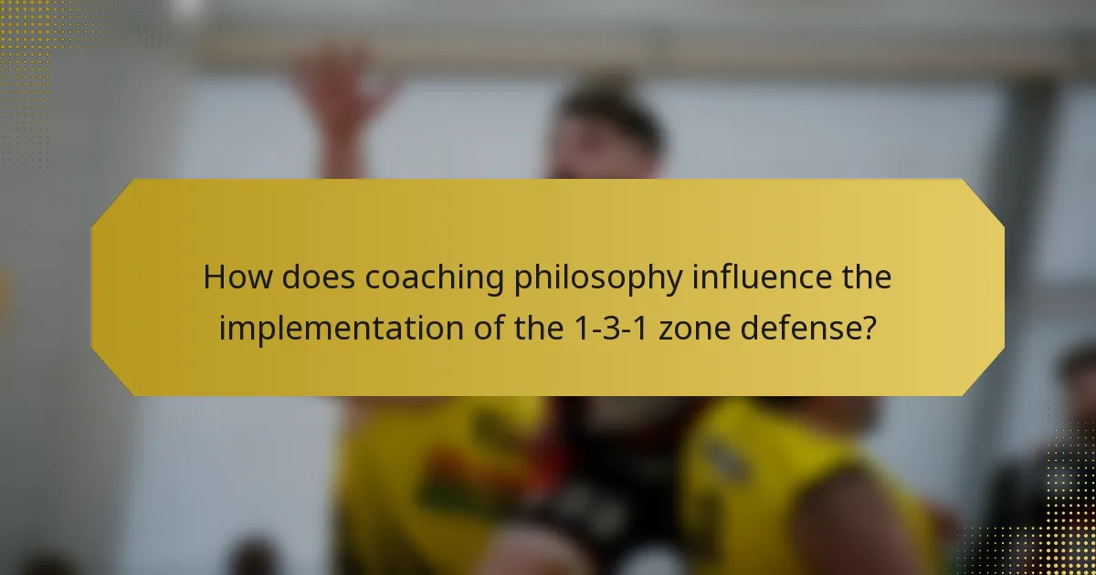 How does coaching philosophy influence the implementation of the 1-3-1 zone defense?