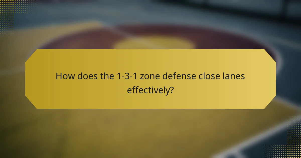 How does the 1-3-1 zone defense close lanes effectively?