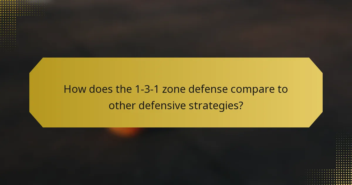 How does the 1-3-1 zone defense compare to other defensive strategies?